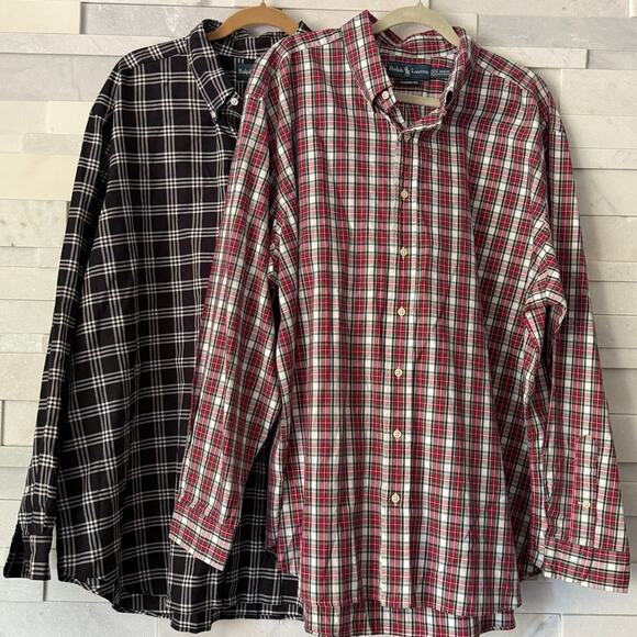 Polo Ralph Lauren Other - POLO RALPH LAUREN Lot/2 Men's 100% Cotton Plaid Classic Fit Dress Shirts 2XB/26